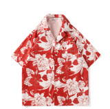 American Retro Classic Flower Shirt Men's Short-Sleeved Summer Casual Loose Hawaiian Shirt