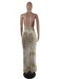 Women's Dress Tie-Dye Halter Neck Sexy Fashion Long Dress