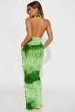 Women's Dress Tie-Dye Halter Neck Sexy Fashion Long Dress