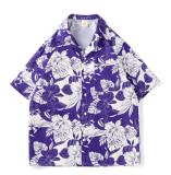 American Retro Classic Flower Shirt Men's Short-Sleeved Summer Casual Loose Hawaiian Shirt