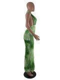 Women's Dress Tie-Dye Halter Neck Sexy Fashion Long Dress