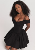 Plus Size Women Women Off Shoulder Backless Sexy Suspender Dress