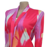 Fashion Women's Long-Sleeved Printed Blazer Trendy Jacket