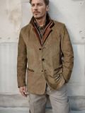 Spring Autumn Men's Fashion Retro Casual Jacket Turndown Collar Patchwork Contrasting Coat
