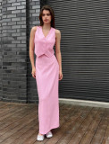 Women French Sexy Vest and Long Skirt Two-piece Set