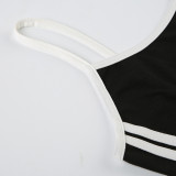 Women Summer American Sports Casual Digital Stripe Contrast Dress