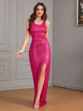 Women's Sexy Sequin Strap Slim Slit Formal Party Dress