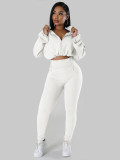 Women hooded loose long-sleeved top and long pants sports two-piece set