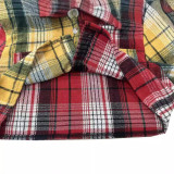 Women Plaid Button Turndown Collar Crop Coat