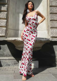 Women Summer Print Sexy U-neck Backless Strap Dress