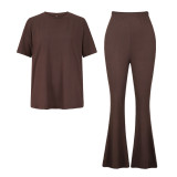 Fashion Loose T-Shirt Long Wide-Leg Pants Two-Piece Suits For Women