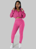 Women hooded loose long-sleeved top and long pants sports two-piece set