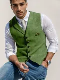 Spring Autumn Style Men's Casual  Slim Plaid Vest Slim Vest