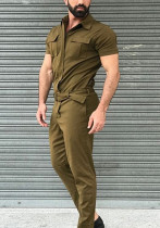 Men Casual Cargo Jumpsuit with waistband