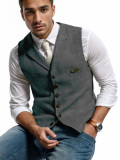 Spring Autumn Style Men's Casual  Slim Plaid Vest Slim Vest