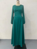Women Spring Lace-up Puff Sleeve Dress
