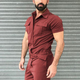 Men Casual Cargo Jumpsuit with waistband