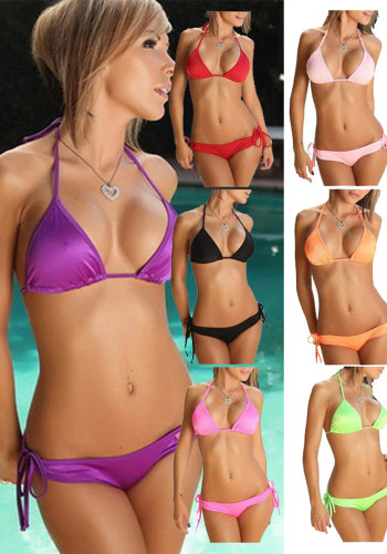 Women Candy Color Bikini Swimwear