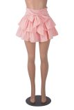 Women Solid Sexy Bow Pleated Skirt