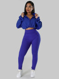 Women hooded loose long-sleeved top and long pants sports two-piece set