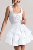 Women Solid Sexy Bow Pleated Skirt