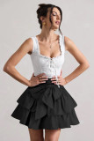 Women Solid Sexy Bow Pleated Skirt
