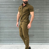 Men Casual Cargo Jumpsuit with waistband