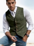 Spring Autumn Style Men's Casual  Slim Plaid Vest Slim Vest