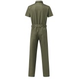 Men Casual Cargo Jumpsuit with waistband