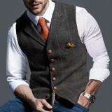 Spring Autumn Style Men's Casual  Slim Plaid Vest Slim Vest