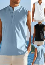 Spring Summer Men's Sleeveless Basic Shirt