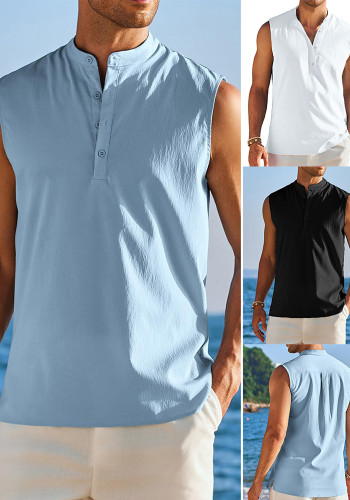 Spring Summer Men's Sleeveless Basic Shirt