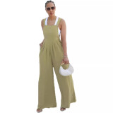 Women's Solid Color Women's Overalls Wide Leg Casual Jumpsuit