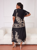 African Print Plus Size Casual Long Dress