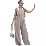 Women's Solid Color Women's Overalls Wide Leg Casual Jumpsuit