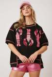 Summer Women's Loose Casual Tops Lobster Sequined Short-Sleeved Women T-Shirts