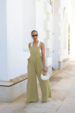 Women's Solid Color Women's Overalls Wide Leg Casual Jumpsuit