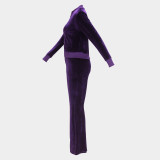 Women's Autumn Winter Chic Elegant Solid Color Slim Sports Two Piece Tracksuit