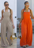 Women's Solid Color Women's Overalls Wide Leg Casual Jumpsuit