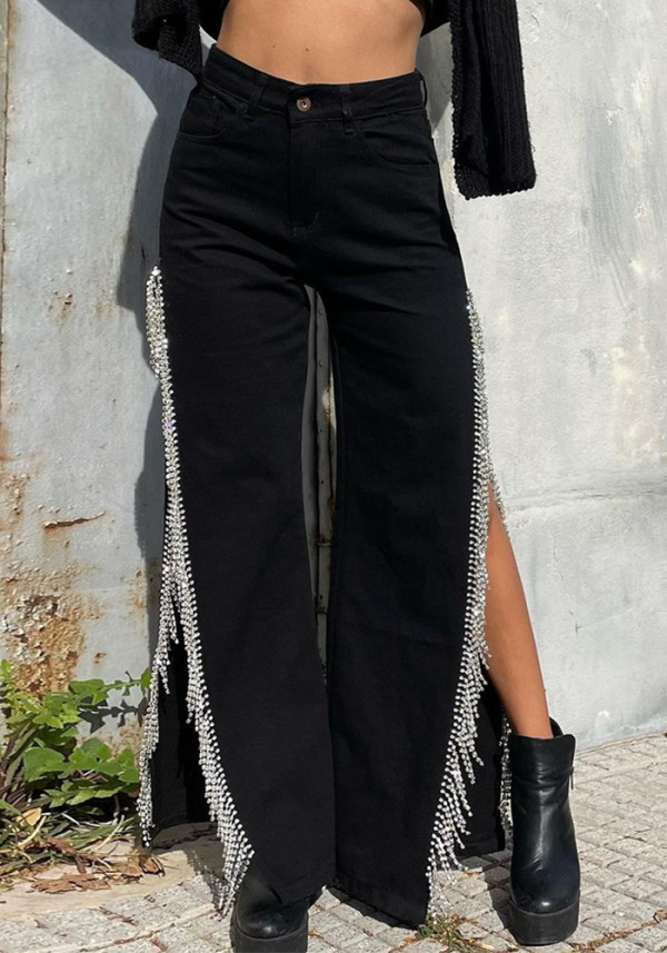 Women's Summer Style Trendy Split Chain Denim Pants