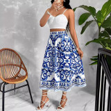 Summer Sexy Print Casual Strap Two Piece Skirt Set