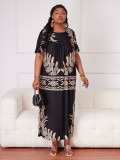 African Print Plus Size Casual Long Dress