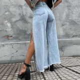 Women's Summer Style Trendy Split Chain Denim Pants