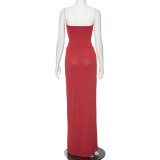 Women's Summer Solid Color Chic Elegant Strapless Slimming High Waist Long Dress