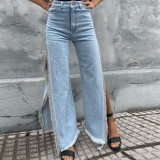 Women's Summer Style Trendy Split Chain Denim Pants