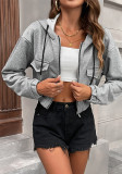 Women's Fashion Pocket Zipper Hooded Jacket