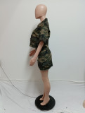 Women's Camouflage Pocket Irregular Sexy Two-Piece Short Skirt Set