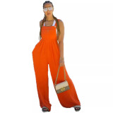 Women's Solid Color Women's Overalls Wide Leg Casual Jumpsuit