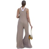 Women's Solid Color Women's Overalls Wide Leg Casual Jumpsuit