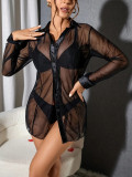 Women Mesh Long Sleeve Top (Including Panty)